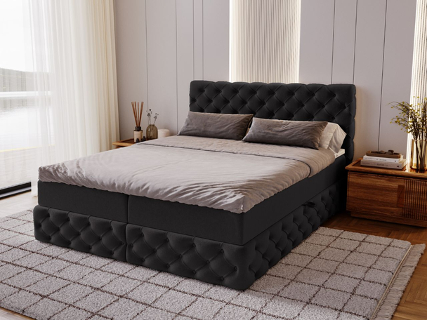 Boxspringbett mit Bettkasten 120x200 Canolo Schwarz