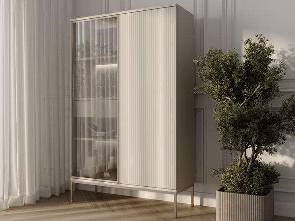 Vitrinenschrank mit Led Deo 166 cm Kaschmir