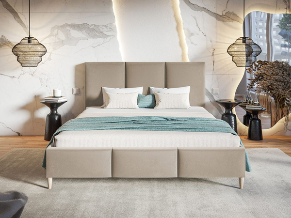 Polsterbett mit Lattenrost 140x200 Trio Beige