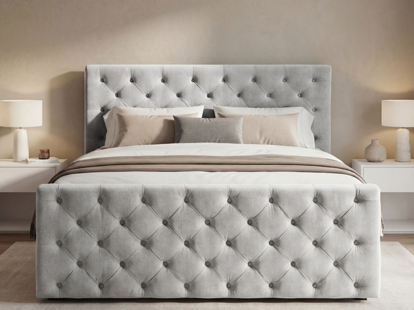 Boxspringbett mit Bettkasten 140x200 Montego Hellgrau