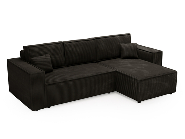 Ecksofa L-Form mit Schlaffunktion und Bettkasten Prato XL Schwarz