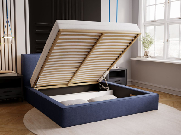 Polsterbett mit Bettkasten und Lattenrost 120x200 Monaco Blau