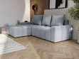 Ecksofa L-Form mit Schlaffunktion und Bettkasten Bresso Hellgrau