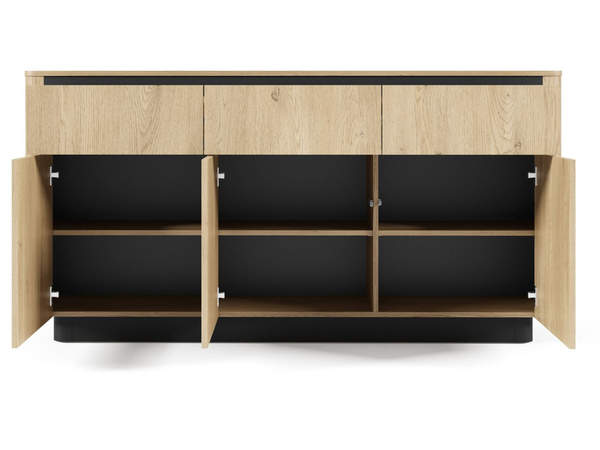 Kommode mit Türen und Schubladen 160 cm Fascino Eiche Cremona, Schwarz
