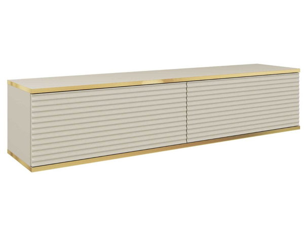 TV-Lowboard Hänge mit Türen 135 cm Diolo Beige mit geriffelter Vorderseite