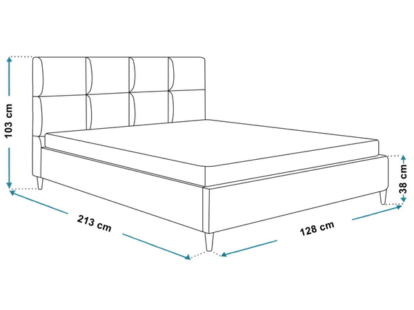 Polsterbett mit Lattenrost 120x200 Luxe Dunkelgrau