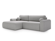 Ecksofa L-Form mit Schlaffunktion und Bettkasten Savana Links Bouclé-Stoff Grau