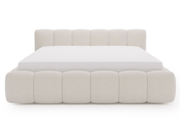 Polsterbett mit Bettkasten und Lattenrost 120x200 Cloud Low Bouclé-Stoff Beige