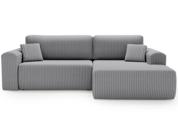 Ecksofa mit Schlaffunktion und Bettkasten Belvio rechts Hellgrau