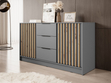 Kommode mit Türen und Schubladen 155 cm Macron Grau Artisan Eiche