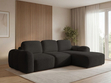 Ecksofa L-Form mit Schlaffunktion und Bettkasten Avelin Rechts Schwarz