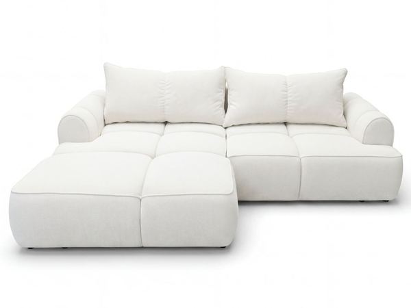 Ecksofa L-Form Links mit Schlaffunktion und Bettkasten Bonno Creme