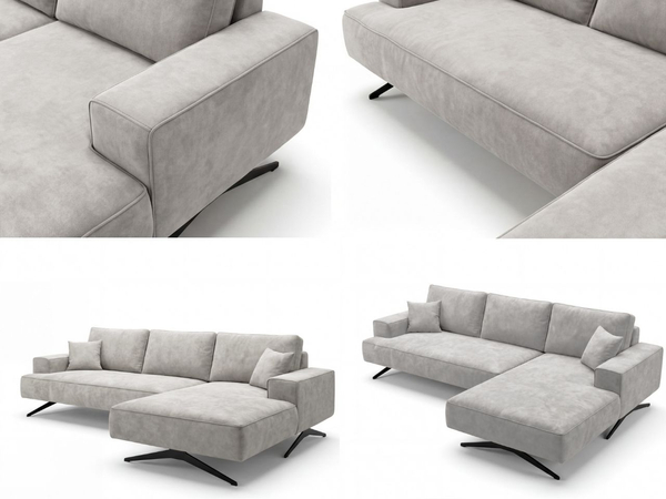 Ecksofa L-Form auf Metallbeinen Leto Rechts Grau