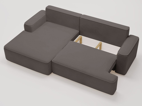 Ecksofa L-Form Links mit Schlaffunktion und Bettkasten California Dunkelgrau
