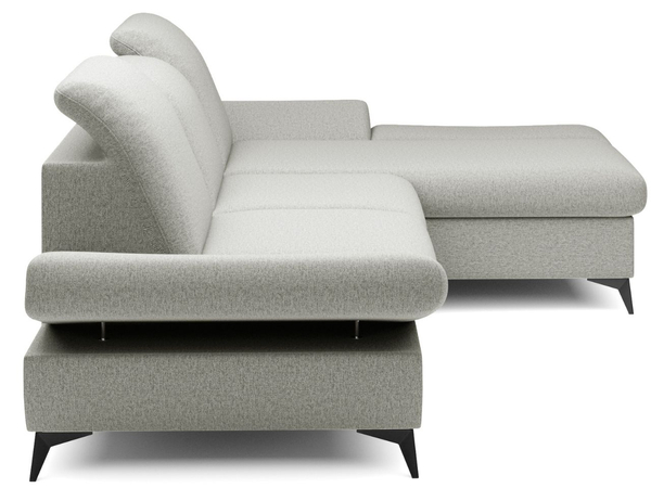 Ecksofa L-Form Rechts mit Schlaffunktion und Bettkasten Hannover Hellgrau