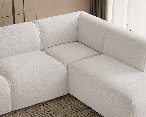 Ecksofa L-Form Rechts Eluno Bouclé-Stoff Weiß