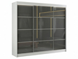 Schiebetürenschrank mit Sprossen 250 cm mit LED-Beleuchtung Ponti Weiß, Grau