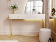 Schminktisch mit Schubladen Belleza Kaschmir Hochglanz Gold Frame