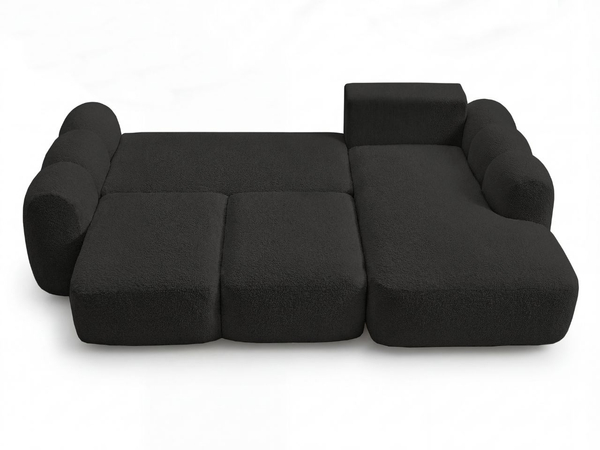 Ecksofa L-Form mit Schlaffunktion und Bettkasten Avelin Rechts Schwarz