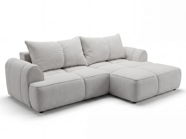 Ecksofa L-Form Rechts mit Schlaffunktion und Bettkasten Bonno Grau