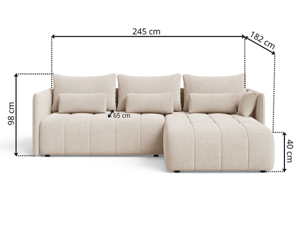 Ecksofa L-Form mit Schlaffunktion und Bettkasten Ardi Creme