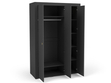 Kleiderschrank mit Drehtüren, Kleiderstange und Spiegel Messina Schwarz