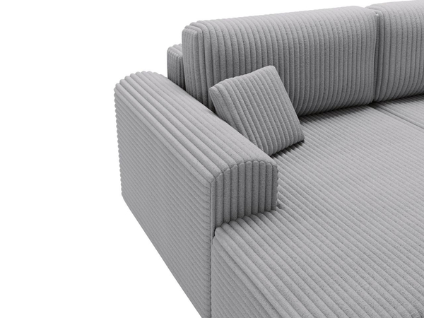 Ecksofa mit Schlaffunktion und Bettkasten Belvio links Hellgrau