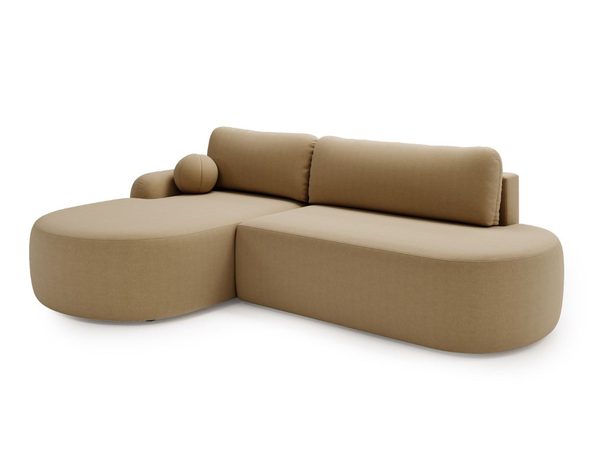 Ecksofa L-Form Links mit Schlaffunktion und Bettkasten Aurio O Hellbraun