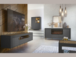 Kommode mit Türen, Schublade und Kamin Messina Schwarz