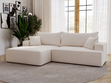 Ecksofa L-Form Links mit Schlaffunktion und Bettkasten California Creme