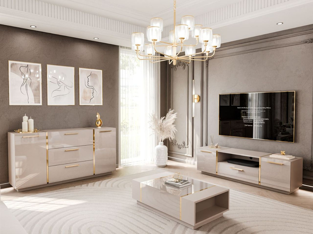 Wohnzimmer-Set im Glamour-Stil Lunelie Kaschmir