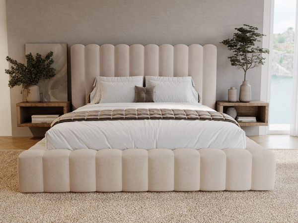 Polsterbett mit Bettkasten und Lattenrost 180x200 Rotto Beige