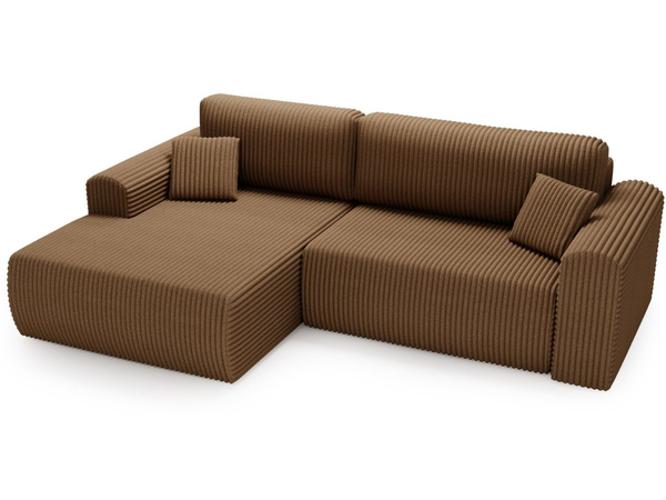 Ecksofa mit Schlaffunktion und Bettkasten Belvio links Braun