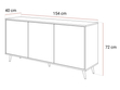 Dreitürige Kommode 154 cm Glamour-Stil auf silberfarbenen Metallbeinen Vivance Kaschmirglanz