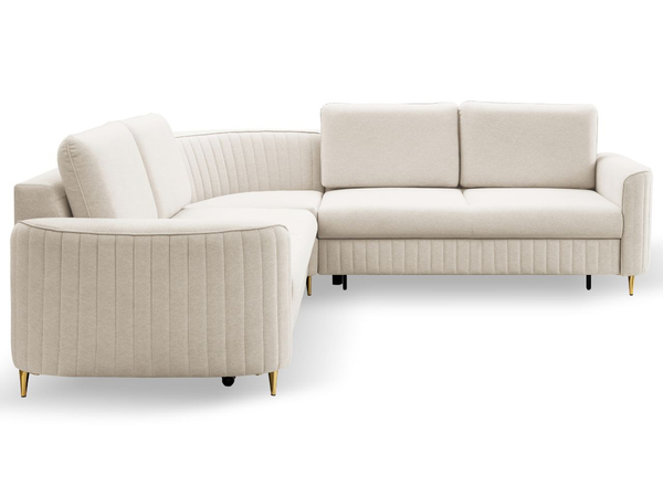 Ecksofa L-Form Links mit Schlaffunktion und Bettkasten Limon Beige