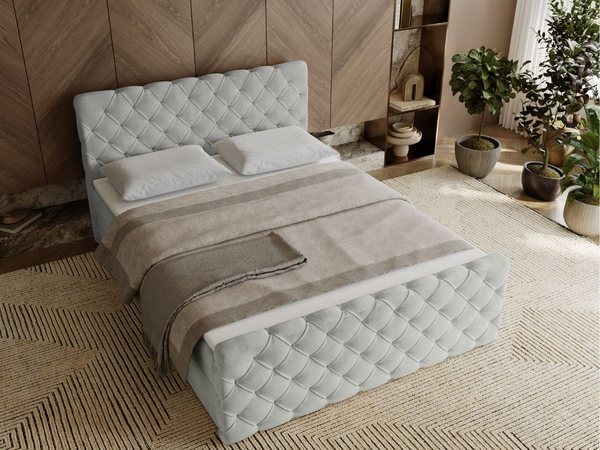 Boxspringbett mit Bettkasten 160x200 Lunaris Hellgrau