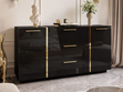Wohnzimmer-Set im Glamour-Stil Lunelie Schwarz Hochglanz