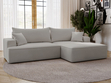 Ecksofa L-Form Rechts mit Schlaffunktion und Bettkasten California Hellgrau