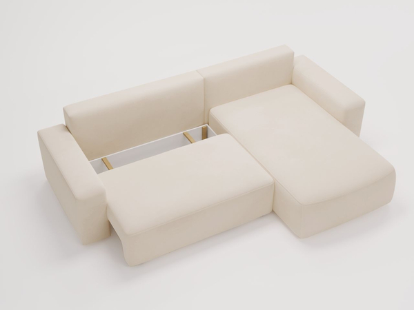 Ecksofa L-Form Rechts mit Schlaffunktion und Bettkasten Tazones Beige