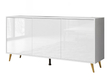 Dreitürige Kommode 154 cm Glamour-Stil auf goldfarbenen Metallbeinen Vivance Weißglanz