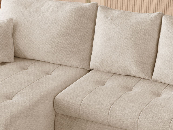 Ecksofa L-Form mit Schlaffunktion und Bettkasten Lino Beige