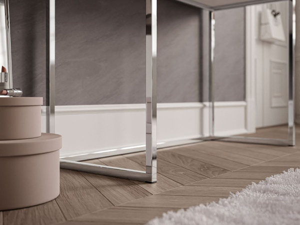 Schminktisch Glamour mit Schubladen, Spiegel und LED-Beleuchtung Brisa Weiß Hochglanz