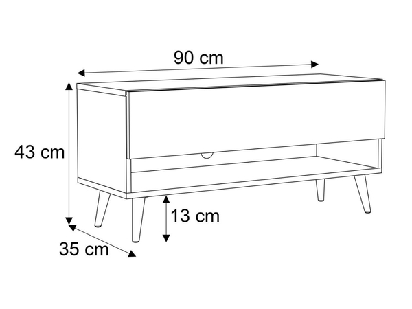 TV-Schrank 90 cm mit LED-Beleuchtung und goldenen Beinen Aurelie Kaschmir matt