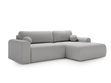 Ecksofa L-Form mit Schlaffunktion und Bettkasten Savana Rechts Bouclé-Stoff Grau