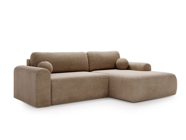 Ecksofa L-Form mit Schlaffunktion und Bettkasten Savana Rechts Dunkelbeige