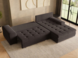 Ecksofa L-Form mit Schlaffunktion und Bettkasten Sonia Braun