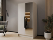 Kleiderschrank mit Spiegel 100 cm Lucca Kaschmir mit schwarzen Griffen