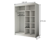 Schiebetürenschrank 150 cm mit LED-Beleuchtung Diano Weiß