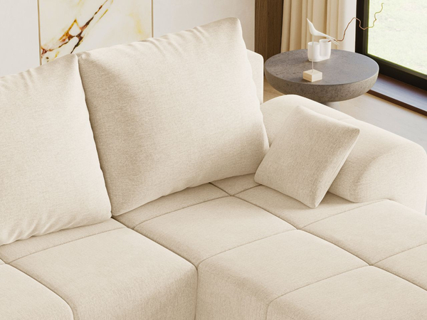 Ecksofa L-Form mit Schlaffunktion und Bettkasten Monti Rechts Beige