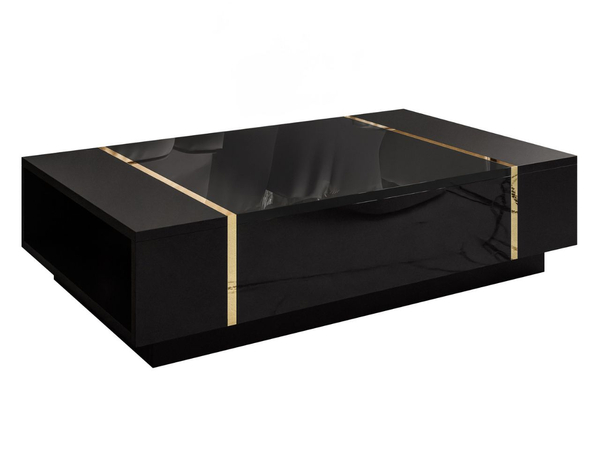 Wohnzimmer-Set im Glamour-Stil Lunelie Schwarz Hochglanz
